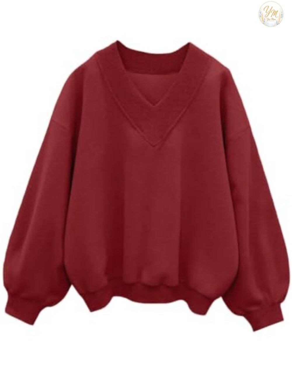 Womens V Neck Oversized Sweatshirt Long Sleeve Pullover Cotton Blend
